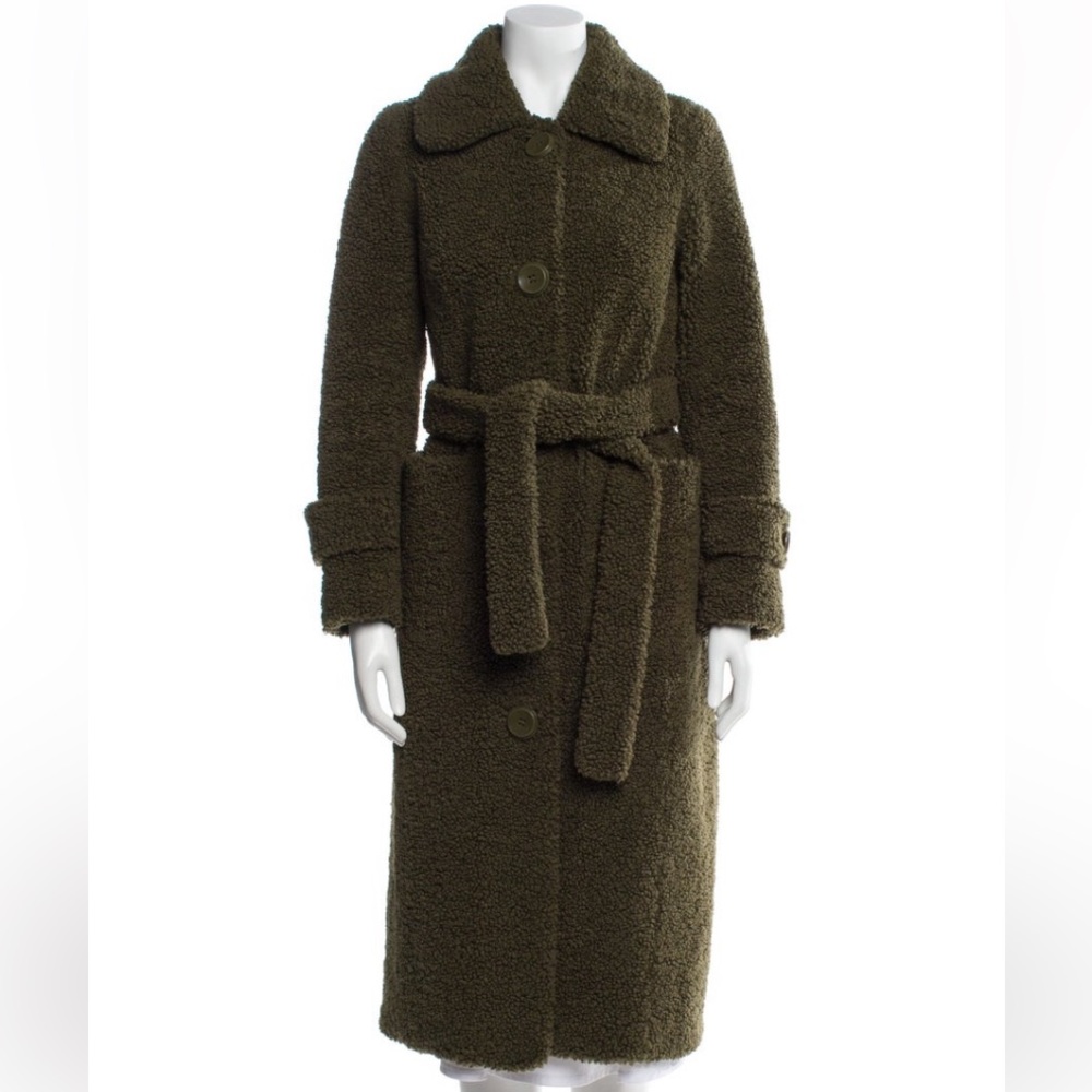 STAND STUDIO green sherpa coat